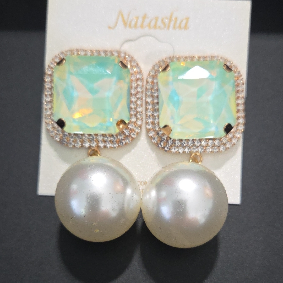 Natasha Couture Green Oversized Pearl Earrings 27$